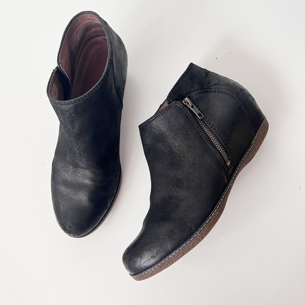 Dansko‎ Leyla Boot Black Leather Ankle Booties Comfort Shoes Size 40 / 9.5-10